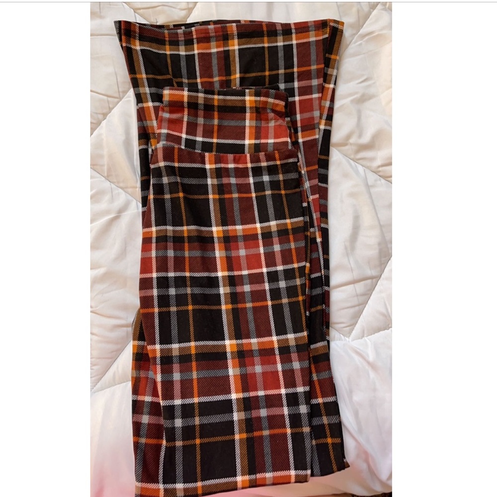 Plaid flare jeans